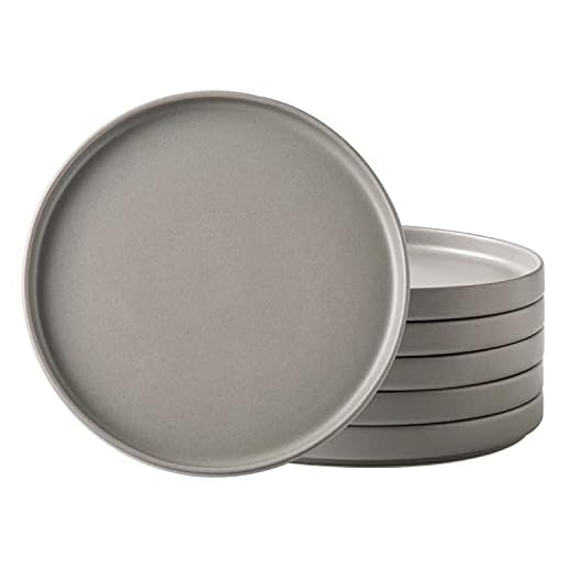 AmorArc Ceramic Plates Set of 6, Matte Glaze 8.0 Inch Dishes Set for Kitchen, Dessert,Salad,Appetizer, Small Dinner Plates, Microwave & Dishwasher Safe, Scratch Resistant, Matte Grey