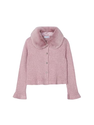 Mayoral Faux Fur Collar Cardigan for Girls H. Rose in
