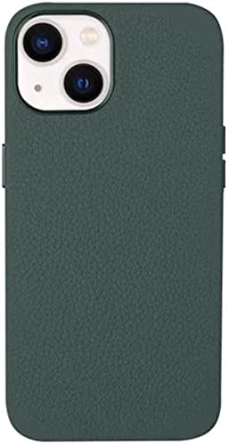 Coque iPhone 13 Mini cuir anti-rayure vert litchi charge sans fil