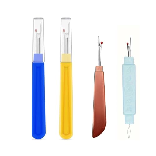 Image of Seam Ripper 3pcs Big Tool Set Piece Sewing Accessories Kit for Stitch Removal | Thread Cutting | Ideal for Sewing, Tailoring, DIY Projects | Stainless Steel Blades with Comfort Grip Handles (4, Combo)