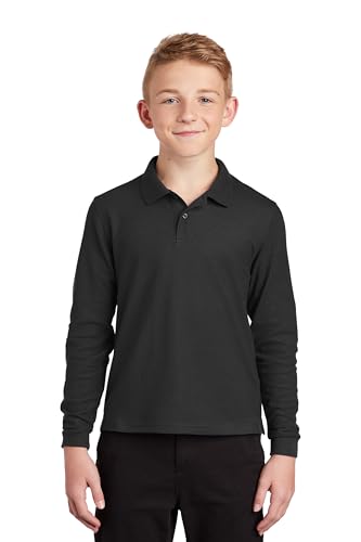 Port Authority Big boys' Youth Long Sleeve Silk Touch Polo