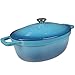 VeoHome - Casseruola in ghisa smaltata, 6 L, ovale, ultra resistente, pentola adatta per induzione/gas/forno, cottura omogenea, sapori autentici, coperchio in rilievo immagine