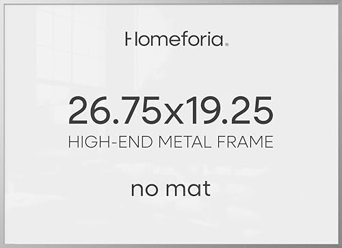 Image of Homeforia 19.25x26.75 Silver Puzzle Frame, High End Metal 19.25 x 26.75 Picture Frames without Mat, 26.75x19.25 Thin Print Frame for Wall, 19.25by26.75 Puzzle Frames, Tempered Glass, Wall Kit, Set of 3