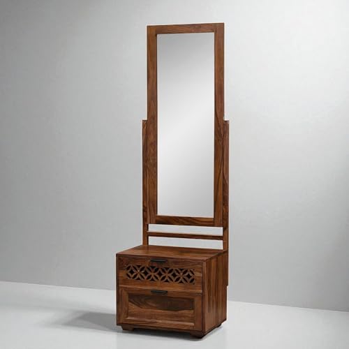 Image of The Attic Ambient Dressing Table for Bedroom, Solid Wood, Honey Matte Finish