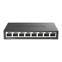 D-Link DGS-108 8-Port Layer2 Gigabit Switch (bis zu 2000 Mbit/s Datenübertragung pro Port, Non-Blocking-Architektur, lüfterlos, Metallgehäuse) schwarz – Ansicht 1