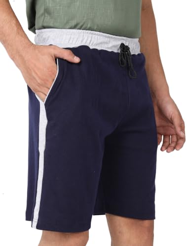 Image of Particle Men's Plus Size Big Size Bermuda Shorts | 230 GSM Ribbed Cotton Half Pant for Men with Deep Side Pockets | Sizes XL-5XL (34-52 Inch Waist)