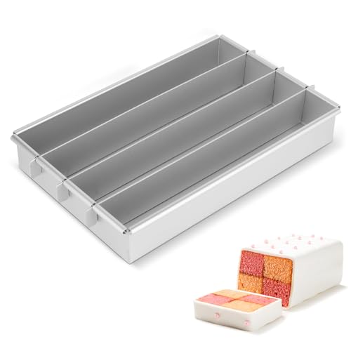 Movable Squares Cake Pan 10x6in - Non-Stick Tin With Adjustable Dividers for Bread, Cheesecake, Mousse
