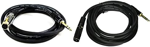 Monoprice 104769 6-Feet Premier Series XLR Female to 1/4-Inch TRS Male 16AWG Cable Gold & 104762 10-Feet Premier Series XLR Male to 1/4-Inch TRS Male 16AWG Cable Black