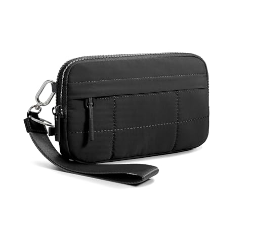 Small Crossbody Bags for Women Nylon Quilted Wristlet RFID Wallets with 4 Zipper Carry All Purse Credit Card Holder