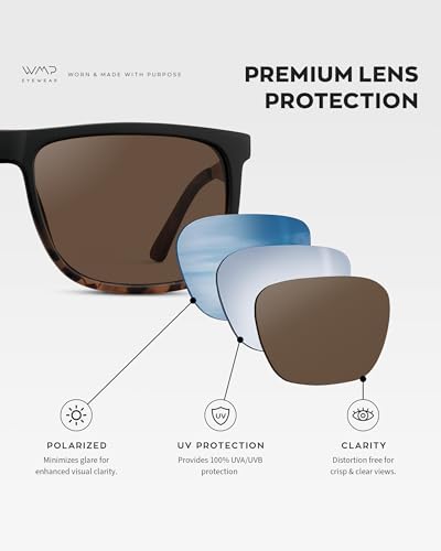 WMP Eyewear - Men's Polarized Flat Top Square Sunglasses