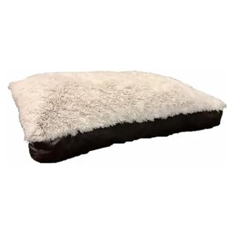 Aspen Pet 36 x 27 Inch Faux Leather Gusseted Polyester Fill Plush Fabric Pillow Dog Pet Bed with Removeable Outer Cover, Taupe/Brown Cover