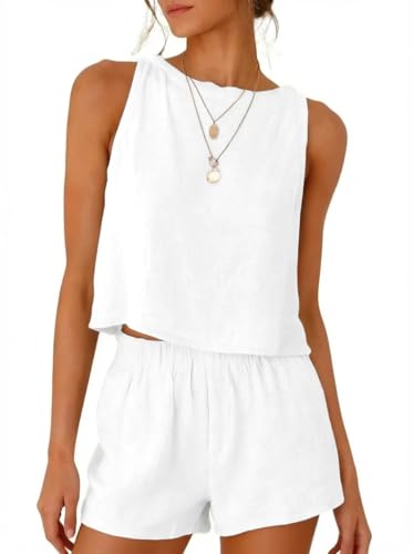 IDEALSANXUN Linen Sets for Women 2 Piece Outfits 2026 Fashion Spring Summer Beach...