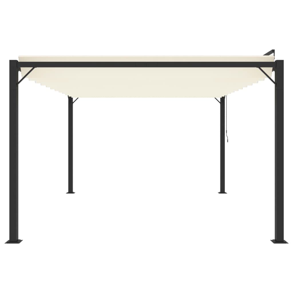 Pawilon z dachem lamelowym 3 x 4 m, kremowy, aluminiowa rama, pergola z regulowanym dachem lamelowym, materiał powlekany PA odporny na wodę i zabrudzenia, nowoczesne zadaszenie tarasu