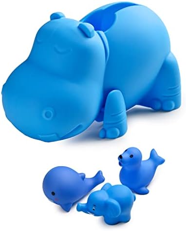 Mandoo Faucet Cover Bathtub Baby, Bath Spout Cover for Baby, Bath Faucet Cover for Kids, Tub Spout Cover Bathtub Faucet Cover Kids Safety, Protection Baby Universal Bath Silicone Toys Blue Hippo