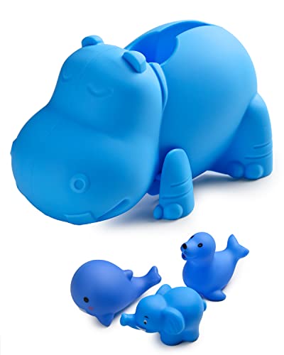 Mandoo Faucet Cover Bathtub Baby, Bath Spout Cover For Baby, Bath Faucet Cover For Kids, Tub Spout Cover Bathtub Faucet Cover Kids Safety, Protection Baby Universal Bath Silicone Toys Blue Hippo #TOP3