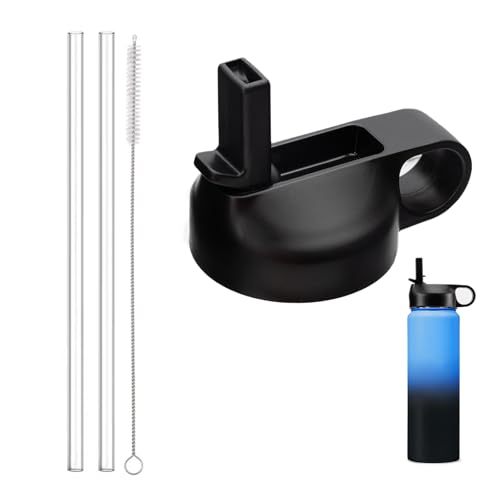 Lid Replacement Compatible with Hydro Cell Wide Mouth Bottle 64 oz 40 oz 32 oz 24 oz 18 oz 14 oz with 2 straws and 1 straw brush