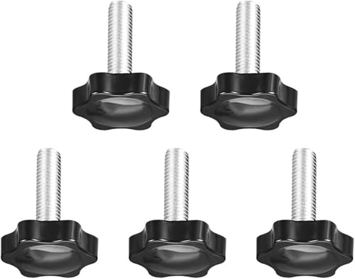 Boxonly Clamping Screw Knob for Lathe Machine Mechanical Equipment Instrument and Apparatus Industry Equipment Plum Hex Shaped Grips Metal Clamping Hand Star Knob M10 x 30mm 5pcs