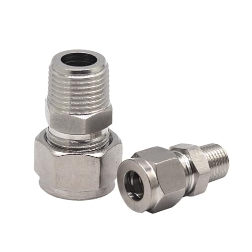 Conector de compresión de doble virola de acero inoxidable para reparar fugas en macho BSPT 1/8 3