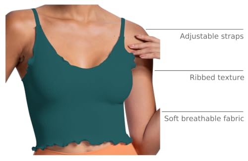 Image of Sunzel Tank Top for Women, V Neck Seamless Ribbed Crop Camisole with Ruffles
