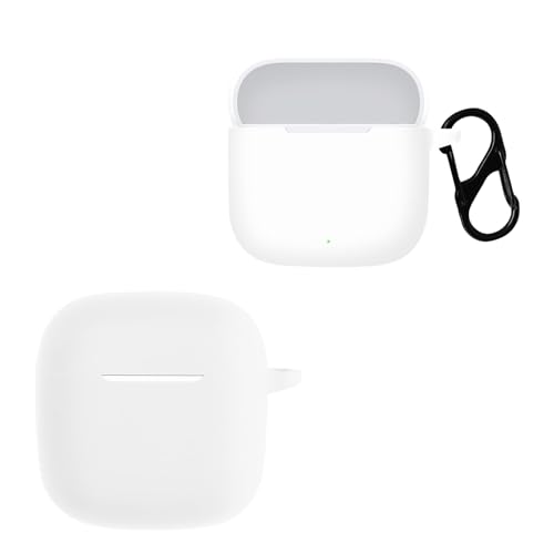 Image of KZIOACSH Silicone Case for Huawei Freebuds SE 3/Huawei Freebuds SE 2, Ultra Slim Anti-Scratch Anti-Lost Protective Lightweight Washable Sumdge-Proof Earphone Skin Cover with Carabiner, White