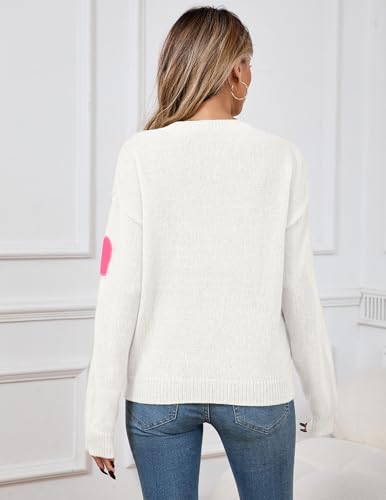 Image of Women's Cute Heart Sweaters Fall Casual Long Sleeve Knit Pullover Tops