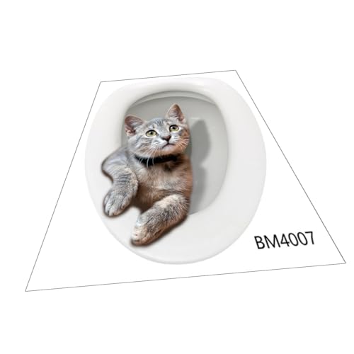 ledmomo かわいい猫トイレ蓋ステッカー 防水自己粘着プ 取り外し簡単 トイレ蓋やバスルーム壁用デカール おしゃれなバスルーム装飾