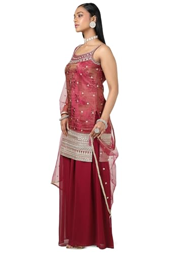 Image of Soch Womens Tissue Embroidered Suit Set With Sequins