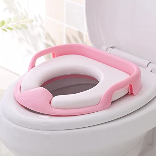Image of Zollyss Potty Training Seat for Boys And Girls, Fits Round & Oval Toilets, Non-Slip with Splash Guard, Includes Free Storage Hook (Light Pink)