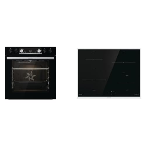Gorenje Einbauherd-Set Black Set 4 Induktion / 77 Liter / ExtraSteam / GentleClose & Open / AirFry / PizzaMode / PerfectGrill / Teleskopauszüge / Induktions-Kochfeld mit PowerBoost / Schwarz