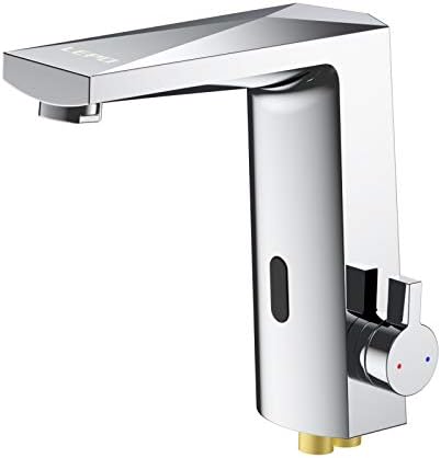 LEPO Touchless Sink Sensor Faucet, Automatic Motion Sensor Bathroom Sink Faucet Single Handle Brass Faucets Ideal for Kitchen Bathroom Basin Hotel