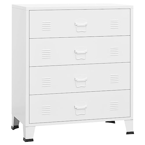 vidaXL Cajonera Industrial Armario Archivador Almacenaje Casillero Salón Dormitorio Escritorio Muebles de Oficina Despacho Metálica Blanca 78x40x93 cm