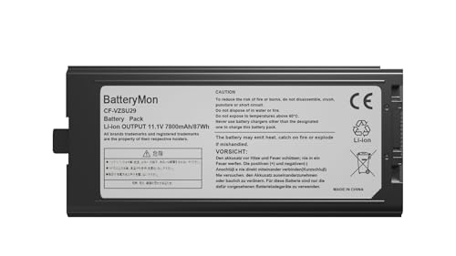 BatteryMon Laptop Battery CF-VZSU29 for Panasonic CF-29 CF-51 CF-52 Series Toughbook, P/N: CF-VZSU29A CF-VZSU29R CF-VZSU29ASU CF-VZSU29U CF-VZSU29AU (9cell 7800mAh)