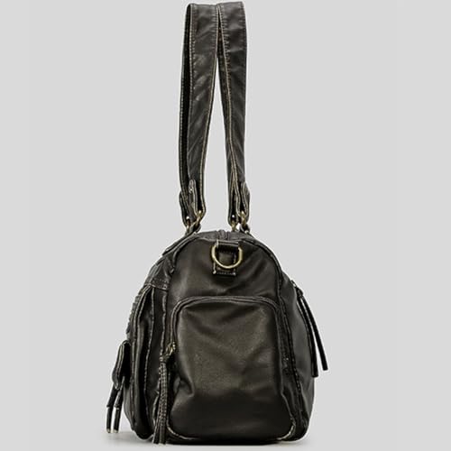 Rivet Crossbody Bag for Women,Large Retro Satchel Washed Leather Handbag Purse,Vintage Summer Hobo Shoulder Work Bag3