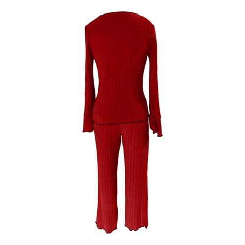 Loinjsnktng Button Up Pajamas For Women Long Sleeve Comfy Winter Sleepwear Nightwear Soft Pjs Lounge Set 2 Piece Fall Clothes Red - image 4