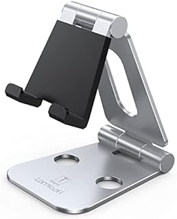 Lamicall Adjustable Phone Tablet Stand, Playstand for Switch, Foldable Desk Holder, Compatible with iPad Mini, 9.7'' iPad Pro Air, Phone 12 Mini 11 Pro Xs Xs Max Xr X 8 7 6 6s Plus SE- Silver 4-10''