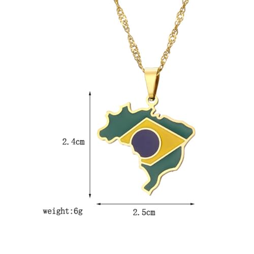 Fashion Drip oil Necklace Stainless Steel Brazil Map Pendant necklace2