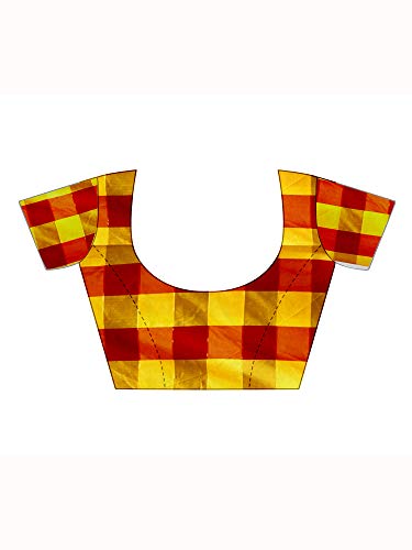 Image of AKHILAM Women's Checkered Solid Art Silk Saree with Unstitched Blouse Piece(Yellow PTRCX01G)