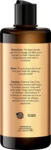 New York Biology Stretch Mark Massage Oil 8 Fl. Oz – Made With 100% Natural Oils – Sensual Body Oil For Massage Therapy, Muscle Relaxation And Deep Tissue #TOP1