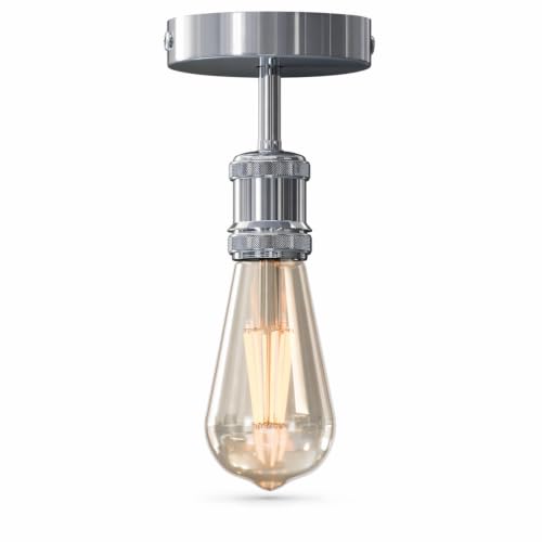 Image of Industrial E27 Flush Mount Ceiling Light Fitting Vintage Lamp Holder