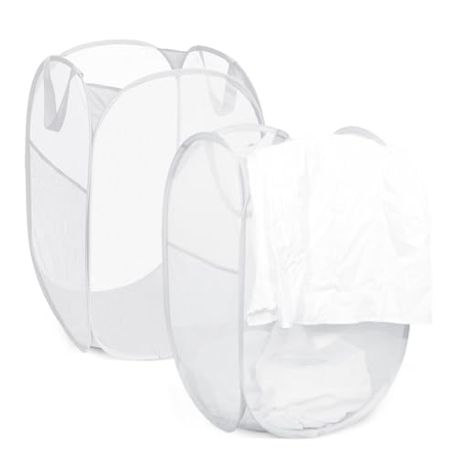 Pop-Up-Wäschekörbe, 2 Stück Faltbarer Laundry Basket Mesh, 75L...