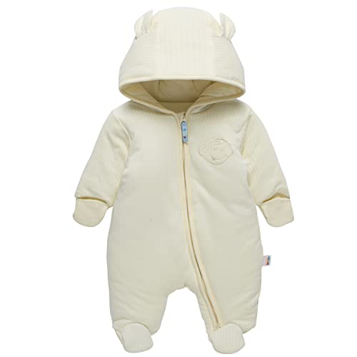 Image of Soberto Baby Yellow Winter Snowsuit Infant Warm Coat Romper Cute Ears Bear Hooded Jumpsuit Clothes For Boy Girl 0-3 Months