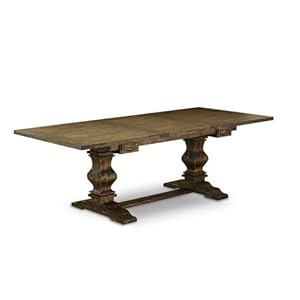 East west furniture laga9 78 03 9 piece dining table set includes a rectangle dining room table with removable leaf and 8 brown linen fabric upholstered chairs 42×92 inch jacobean  urban country home decor