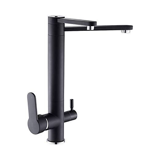 ZYCHSJXA Water Kitchen Tap Black Hot and Cold Sink Purifier Faucet Rotating Double Outlet