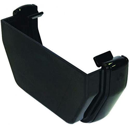 FLOPLAST 114mm Square Gutter External Stop End - Black - Pack of 2