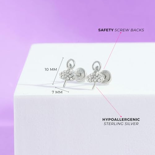 925 Sterling Silver Twirling Ballerina Safety Screw Back Earrings For Young Girls - Children's Dancing Ballerina Earrings For Special Occasions4