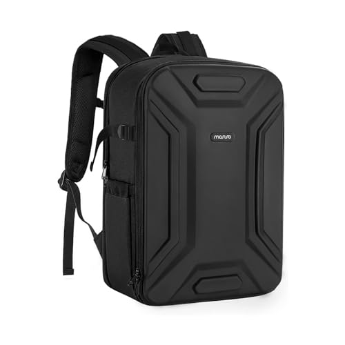 MOSISO Camera Backpack, DSLR/SLR/Mirrorless Camera Bag Waterproof Symmetric Geometric Hard Shell with Tripod Holder&15-16 inch Laptop Compartment Compatible with Canon/Nikon/Sony, Black