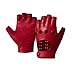Hanotolo Womens Leather Fingerless Gloves -Lambskin Driving Gloves Unlined,Red,L