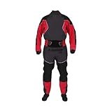 SHBHWS Combinaison étanche de kayak 4 couches for hommes Joints en latex au cou et aux poignets Surjupe à double réglage Velcro néoprène verrouillable Pour dériveur, voile et kayak(Red,XX Large)