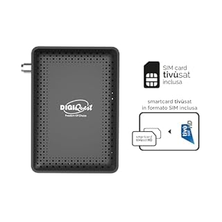 DIGIQUEST Decoder tivùsat RetroTV MICROSAT, DVB-S2 HEVC H265 |AUTOINSTALLANTE | Telecomando 2in1 | SIMcard Tivùsat inclusa | HDR10 /HLG | Funzione di registrazione attivabile