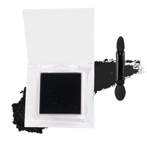 Midnight Black Eye Shadow - Single Matte Finish Powder With Dual-Ended Sponge Applicator, Long-Lasting Smudge-Proof Formula For Sensitive Eyes, Waterproof & Sweat-Resistant, Ideal For Everyday Wear